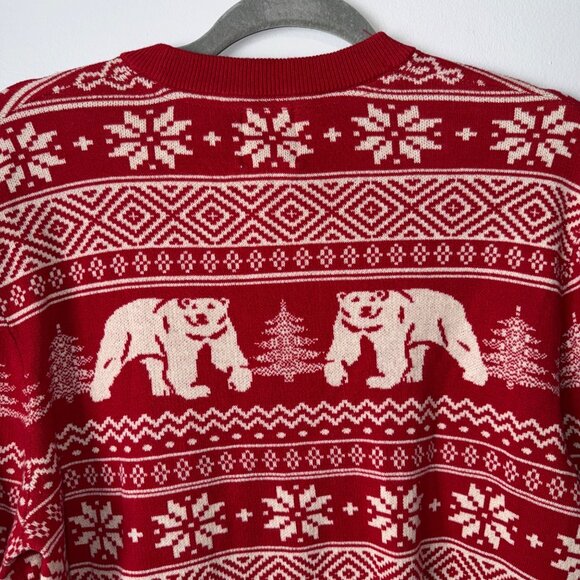 H&M Red Polar Bear & Snowflake Christmas Sweater M - Picture 7 of 8